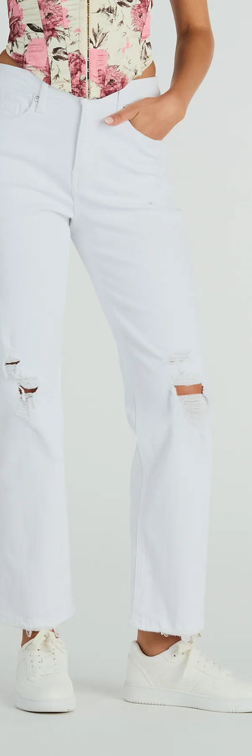 Fresh Vibe High-Rise Destructed Straight-Leg Jeans by Windsor Denim