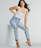  Love Your Look High-Rise Straight-Leg Denim Jeans is a pair of women's pants with an on-trend leg style and elevated fabric that adds texture, perfect for crafting effortless office-ready winter outfits.