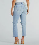 Stay on trend with the Love Your Look High-Rise Straight-Leg Denim Jeans, women's denim pants with cool accents and comfy fits, great for office looks or a night out.