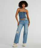 Create bold, fashion-forward looks for spring or summer with the Serve Style Mid-Rise Straight-Leg Denim Jeans in medium denim wash, a must-have piece from Windsor’s collection of stylish bottoms for women.