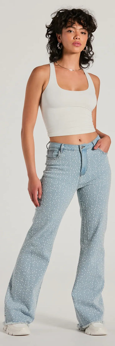 Refresh your fall closet with stylish women's pants like the Beaming Perfection Faux Pearl Bootcut Denim Jeans in a sleek fabric and a pant leg style that makes your look unique.