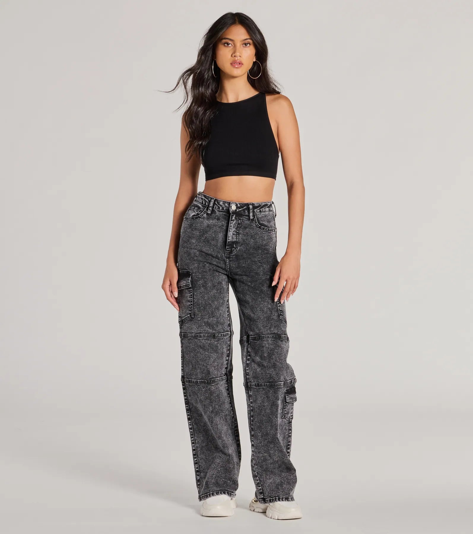 新品未使用Grand Cargo Denim Pants【Her lip to】 Cool Captured High Rise Cargo Denim Jeans | Windsor