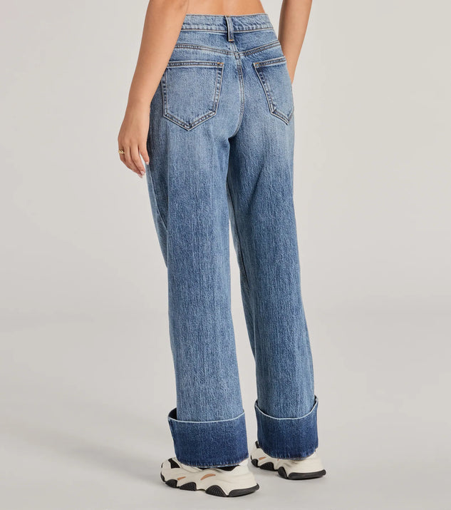 Cool Trend High-Rise Cuffed Wide-Leg Denim Jeans | Windsor