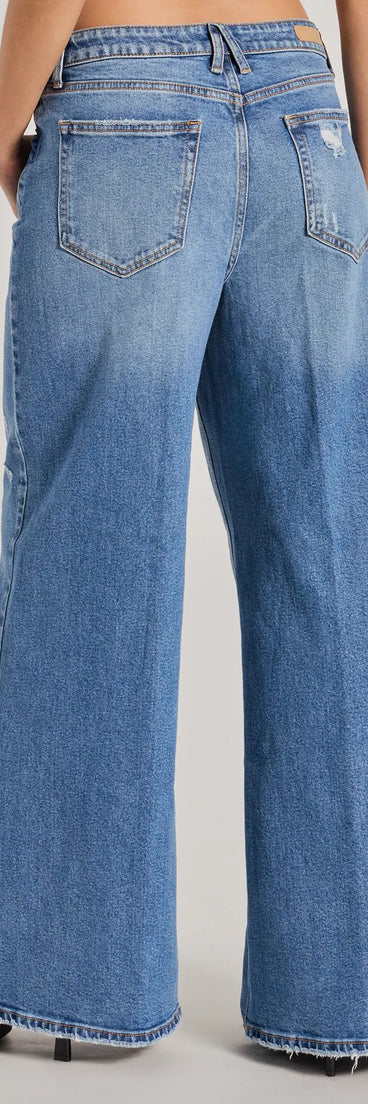 The Effortless Fave Mid-Rise Wide-leg Jeans is a trendy women's bottom in dark denim wash, designed with modern details and alluring textures to complete chic outfits for 2025.