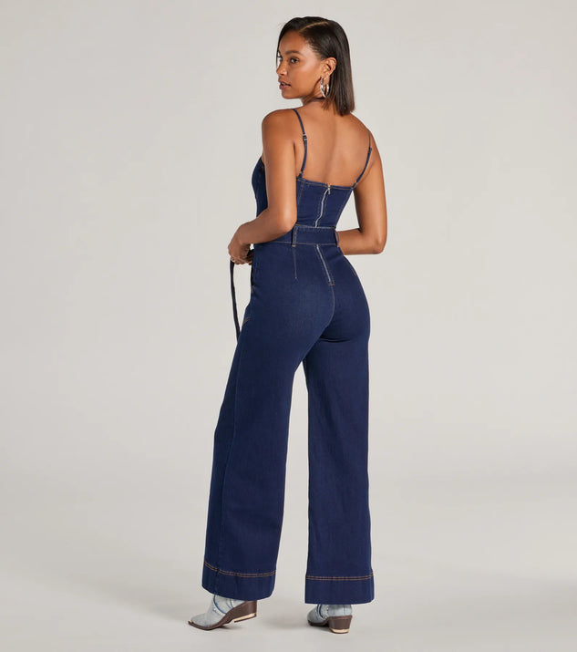 New Era Sweetheart Flare Denim Jumpsuit | Windsor