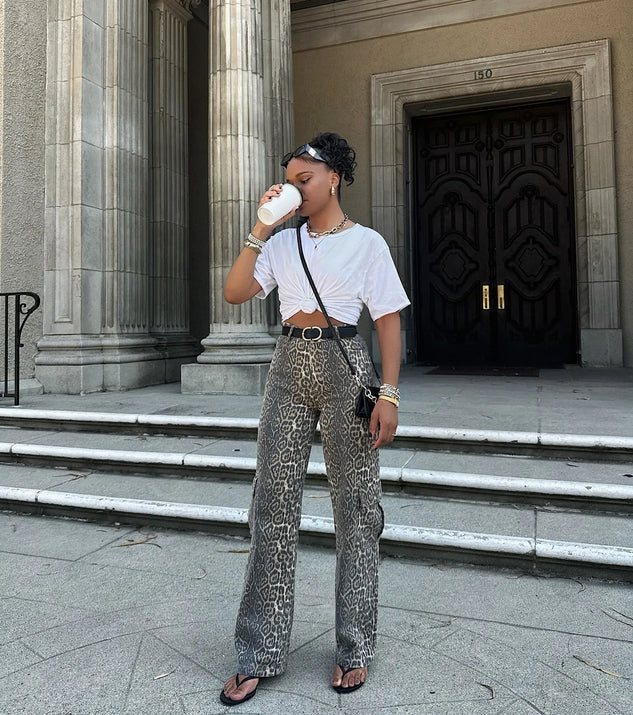 It-Girl Factor Leopard Print Cargo Denim Pants | Windsor It-Girl Factor Leopard Print Cargo Denim Pants | Windsor