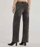 The Chic Wonder Mid-Rise Wide-Leg Denim Jeans is a trendy women's bottom in black, designed with modern details and alluring textures to complete chic outfits for 2025.