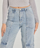 Create bold, fashion-forward looks for spring or summer with the Streetwear Vibe High-Rise Cargo Denim Jeans in medium denim wash, a must-have piece from Windsor’s collection of stylish bottoms for women.