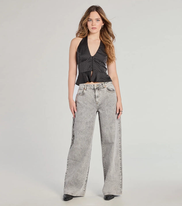 Teresa Wide Leg Jeans In Leopard Print Denim With 1 1/2