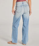 The Effortlessly Casual High-Rise Distressed Dad Jeans is a trendy women's bottom in light blue, designed with modern details and alluring textures to complete chic outfits for 2025.