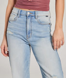 Stay on trend with the Effortlessly Casual High-Rise Distressed Dad Jeans, women's denim pants with cool accents and comfy fits, great for office looks or a night out.