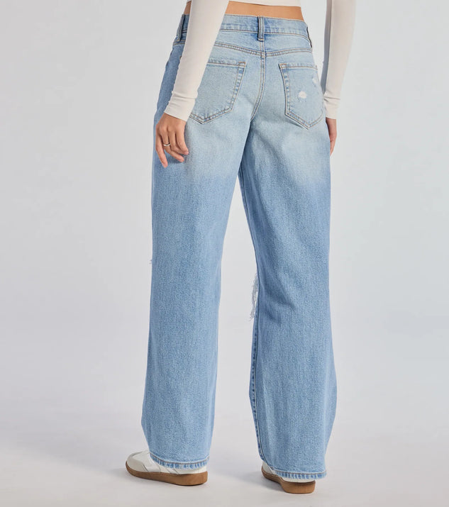 Chill Vibes Only Baggy Destructed Denim Jeans | Windsor