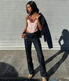 Create bold, fashion-forward looks for spring or summer with the Elevated Chic High-Rise Straight Leg Denim Jeans in dark denim wash, a must-have piece from Windsor’s collection of stylish bottoms for women.