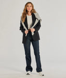 The Elevated Chic High-Rise Straight Leg Denim Jeans is a trendy women's bottom in dark denim wash, designed with modern details and alluring textures to complete chic outfits for 2025.