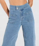 Create bold, fashion-forward looks for spring or summer with the Extra Trendy High Rise Wide Leg Trouser Denim Jeans in medium denim wash, a must-have piece from Windsor’s collection of stylish bottoms for women.