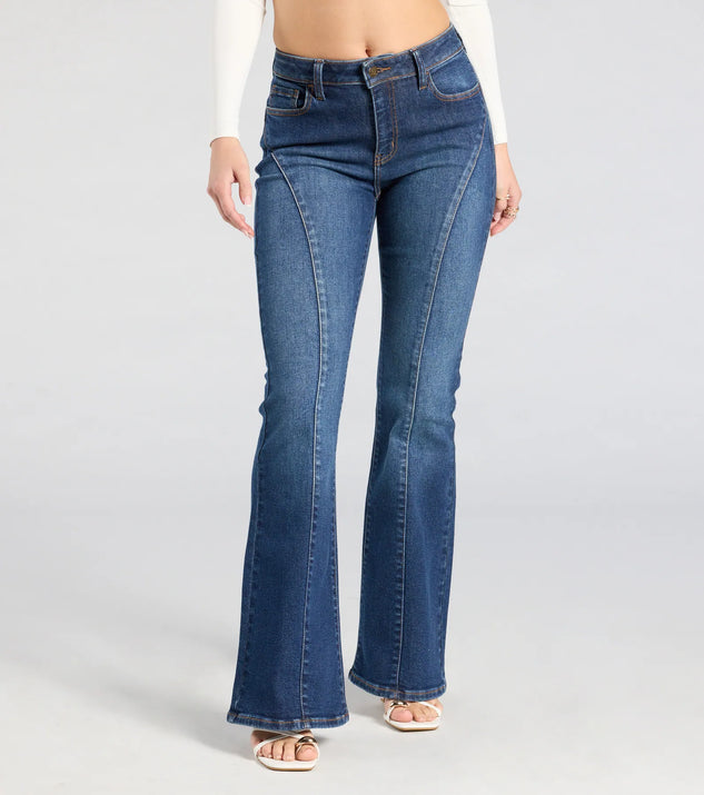 SENEE high waist flare denim ブルー セール】high waist flare denim（ハイウエストフレアデニム