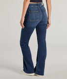 The Effortless Staple High-Rise Bootcut Jeans is a trendy women's bottom in dark denim wash, designed with modern details and alluring textures to complete chic outfits for 2025.