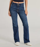 Stay on trend with the Effortless Staple High-Rise Bootcut Jeans, women's denim pants with cool accents and comfy fits, great for office looks or a night out.