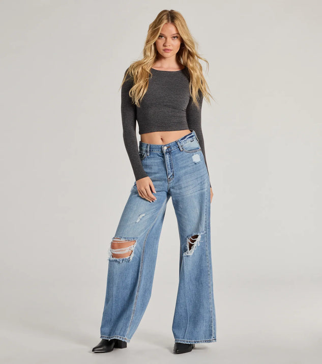Edgy Allure Wide-Leg Distressed Denim Jeans | Windsor Edgy Allure Wide-Leg Distressed Denim Jeans | Windsor