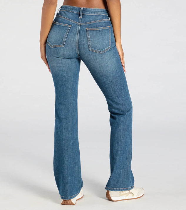【HELENE PARIS】Faded Washed Bootcut Denim Pants / 追跡付 Risen Light Wash Distressed Bootcut Jeans | Lime Lush Boutique