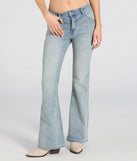 Pair the Vibe Check High-Rise Flare Denim Jeans with your favorite crop or bodysuit for effortless warm-weather looks with on-trend light blue jeans that speak your style.