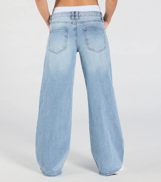 Trend Seeker Boxer Trim Wide-Leg Denim Jeans | Windsor