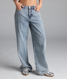 Pair the On Trend Mid-Rise Wide-Leg Denim Jeans with your favorite crop or bodysuit for effortless warm-weather looks with on-trend light blue jeans that speak your style.