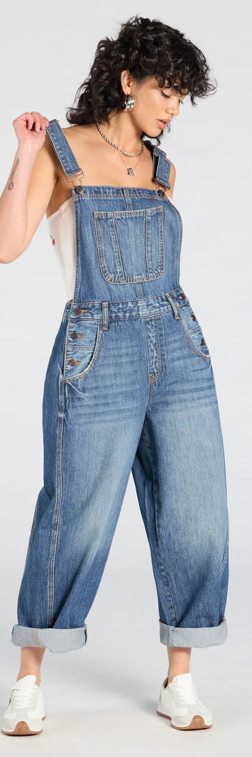 Create bold, fashion-forward looks for summer with the Match My Vibe Wide-Leg Denim Overalls in denim blue, a must-have piece from Windsor’s collection of stylish bottoms for women.