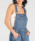 The Match My Vibe Wide-Leg Denim Overalls in denim blue brings edge and energy to your vibe, ready to elevate any festival look or concert outfit.