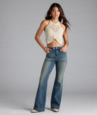 Pair the Word On The Street Mid-Rise Flare Denim Jeans with your favorite crop or bodysuit for effortless warm-weather looks with on-trend dark denim wash jeans that speak your style.