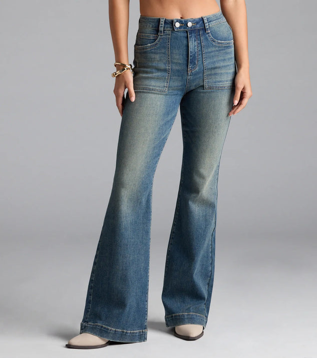 Word On The Street Mid-Rise Flare Denim Jeans | Windsor
