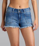 Keep your look easy and on-trend with the Down For It Mid-Rise Cutoff Denim Shorts, medium denim wash jean shorts made for everyday summer outfits.