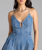 Little Miss Charming Strappy Back Denim Romper