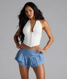 Wild Heart Print High-Rise Denim Skort