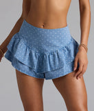 Wild Heart Print High-Rise Denim Skort