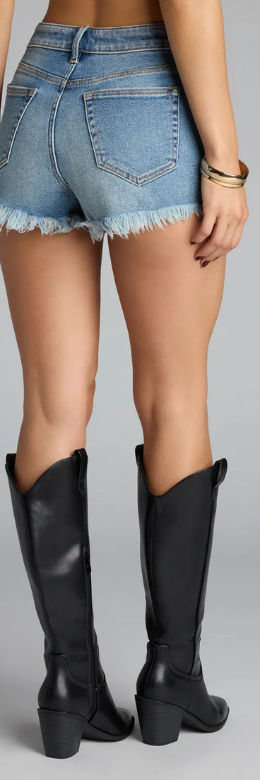 Style up your rotation with the Sun’s Out, Shorts On High-Rise Denim Shorts, trendy medium denim wash shorts made to anchor every outfit with attitude and ease.