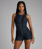 Make getting ready easy with the Steal Your Heart Denim Romper in dark denim wash, a playful one-piece perfect for brunch dates, weekend plans, or vacation vibes.