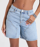 The All Day Mid-Rise Denim Jorts in denim blue brings edge and energy to your vibe, ready to elevate any festival look or concert outfit.