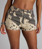 Country Vibe Cow Print Denim Shorts
