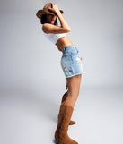 Casual Charm Texas© Patch Cut-Off Denim Shorts