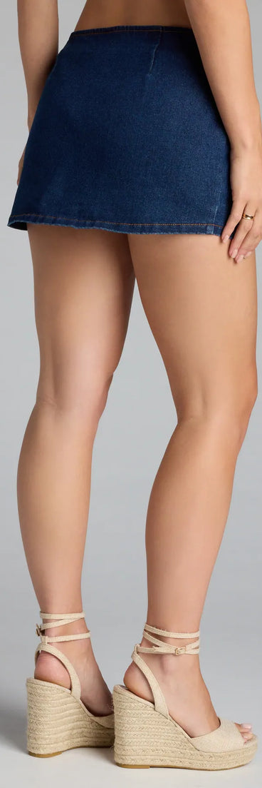 Make every outfit feel fresh with the Definite Perfection Denim Mid Rise Skort, a dark denim wash skirt that nails casual cool.