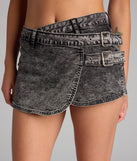 Buckle Up Baby High-Rise Denim Skort