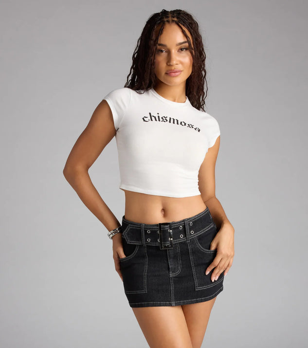 Street Edge Belted Denim Mini Skort