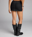 Street Edge Belted Denim Mini Skort