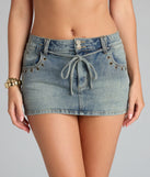Sassy Era Tie-Front Denim Mini Skort