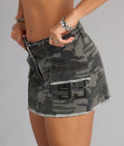 Can't Blend In Mid-Rise Camouflage Denim Skort