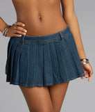 Throwback Cool Pleated Denim Mini Skort