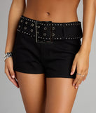 Rebel Edge Belted Denim Shorts