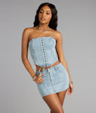 Crystal Crush Mid-Rise Denim Skort