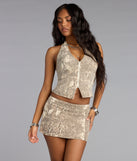Untamed Edge Snake Print Denim Skort